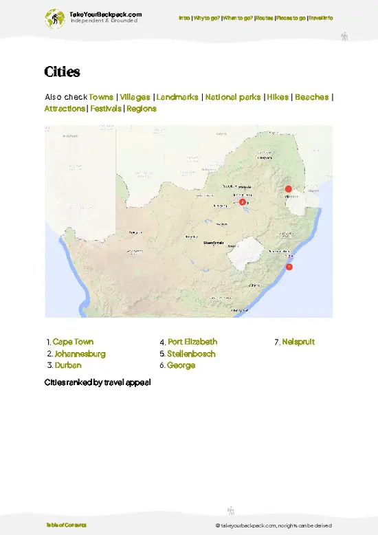 example page 6 from our offline Travel Guide for South Africa